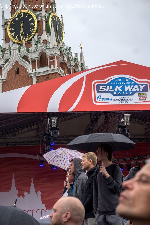Analog Clock, Clock, People, Person, Human, Umbrella, Hair