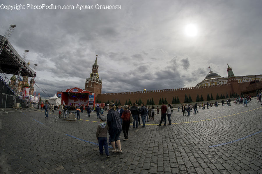 Architecture, Downtown, Plaza, Town Square, Crowd, Carnival, Festival