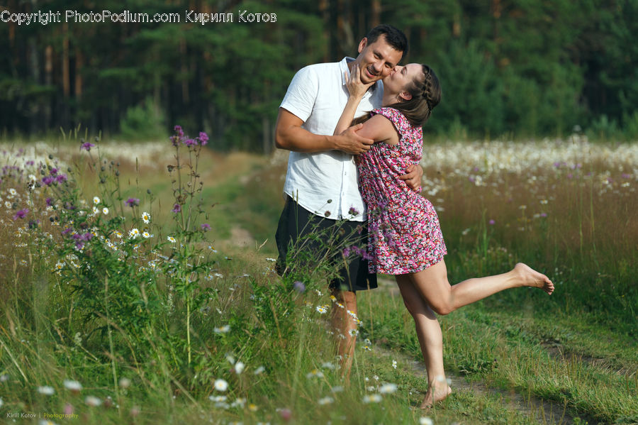 People, Person, Human, Lavender, Plant, Hug, Kiss