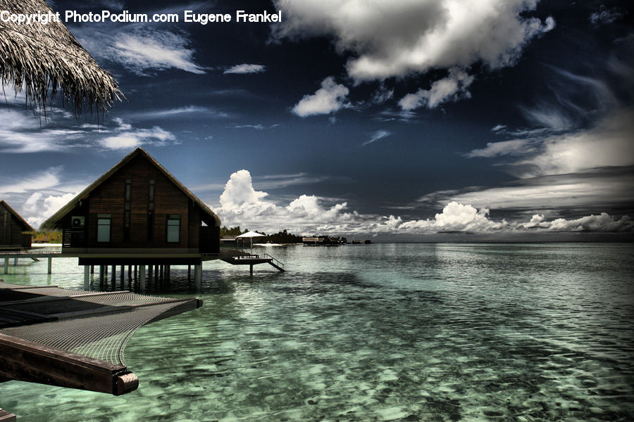 Cloud, Cumulus, Sky, Bench, Building, Hut, Shelter
