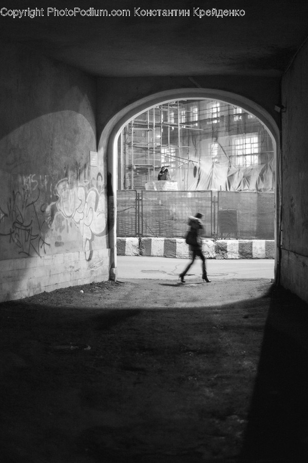 People, Person, Human, Asphalt, Tarmac, Fence, Wall