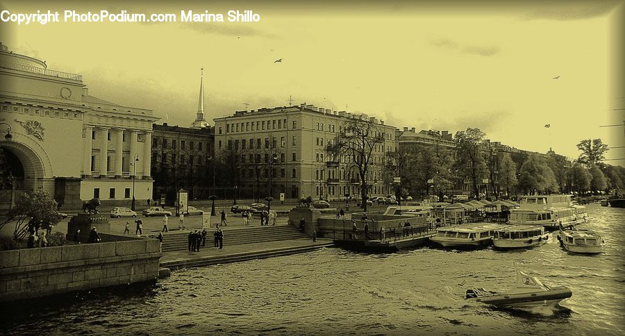 Boat, Watercraft, Architecture, Downtown, Plaza, Town Square, Cobblestone