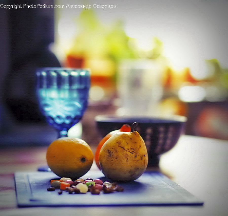 Citrus Fruit, Fruit, Orange, Glass, Goblet