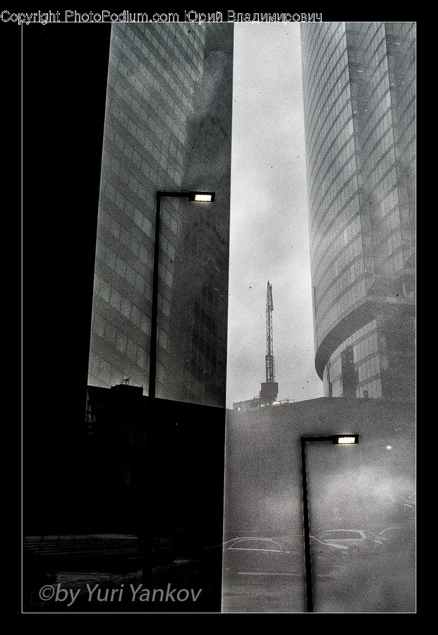 Collage, Poster, Architecture, City, Downtown