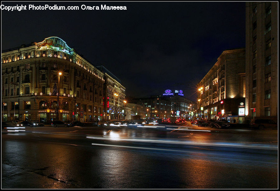 City, Downtown, Metropolis, Urban, Night, Outdoors, Hotel