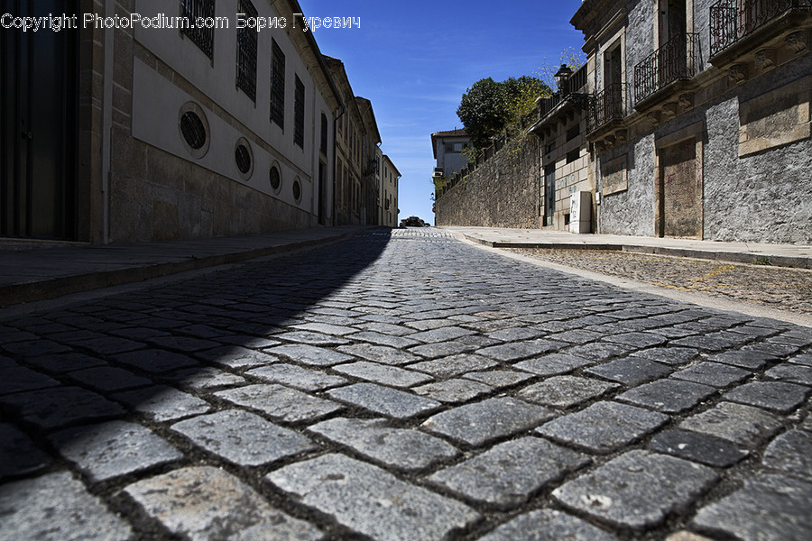Cobblestone, Pavement, Walkway, Building, Downtown