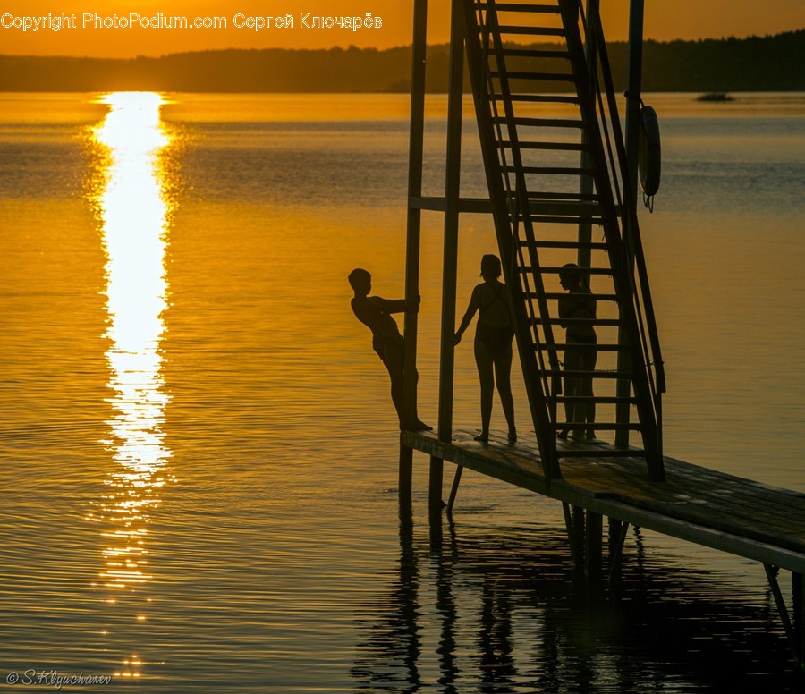 Silhouette, Dock, Landing, Pier, Exercise