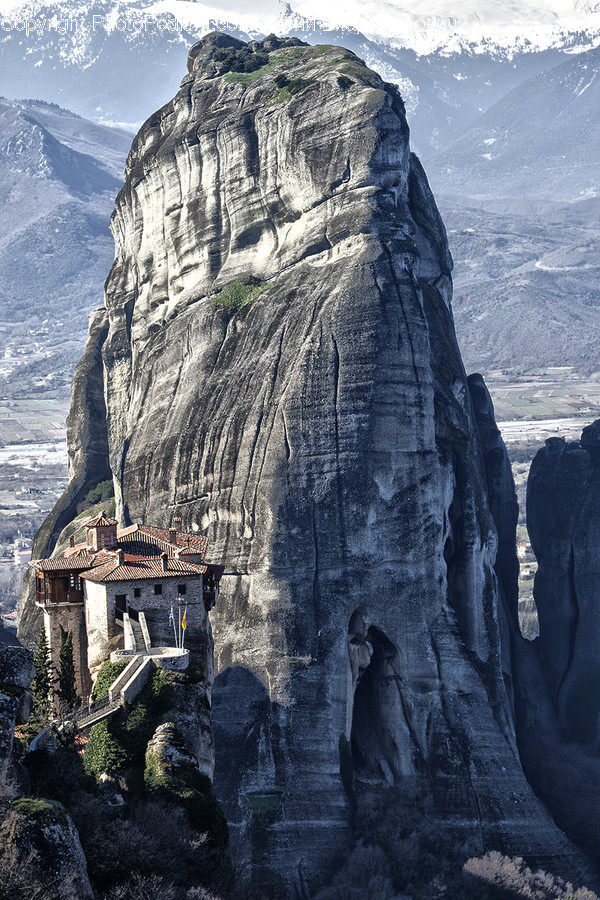Cliff, Outdoors, Cabin, Hut, Rural