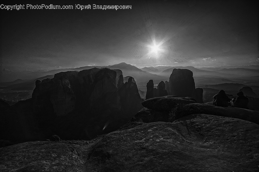 Promontory, Rock, Night, Outdoors, Mountain