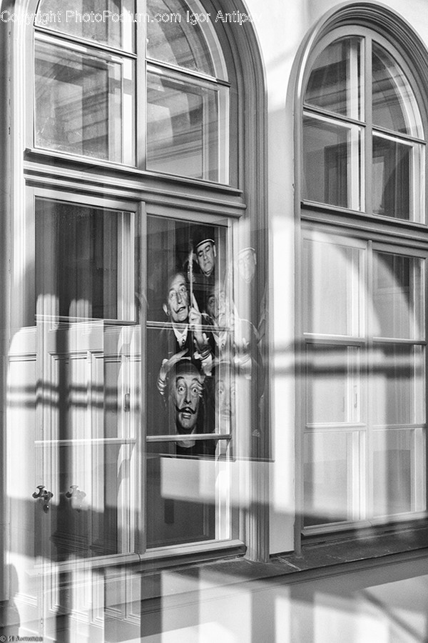 Window, Arch, Arched, Balcony, Person