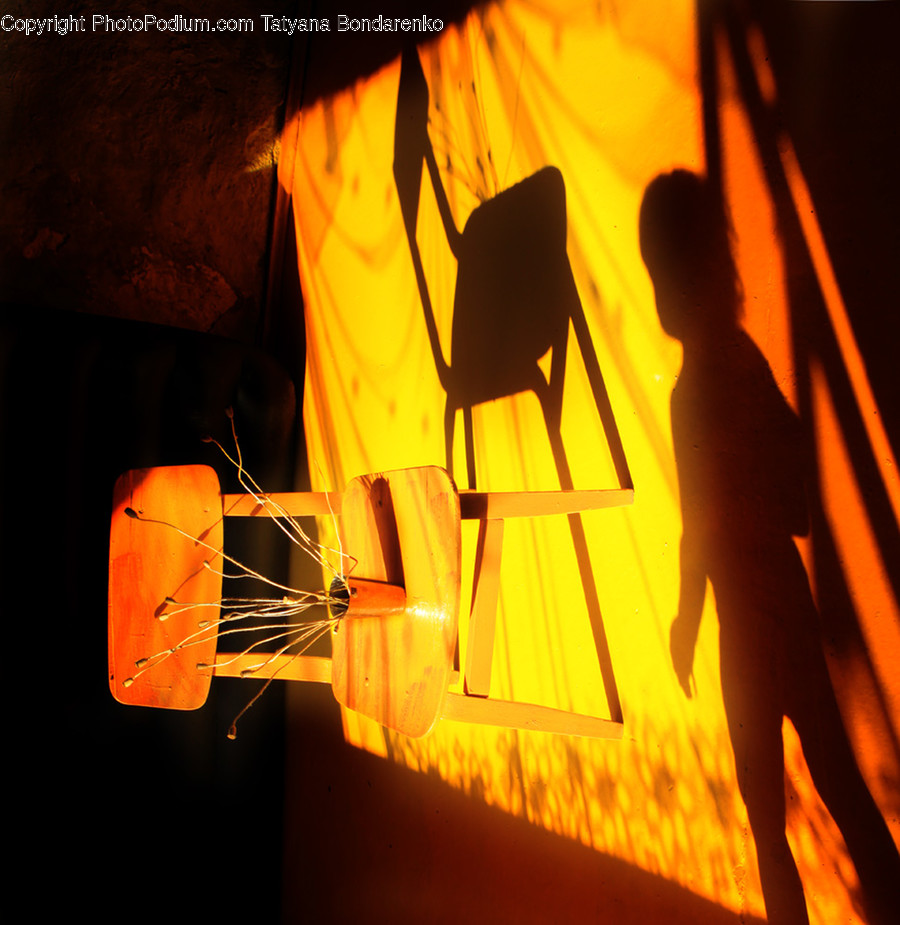 Chair, Furniture, Silhouette, Fire