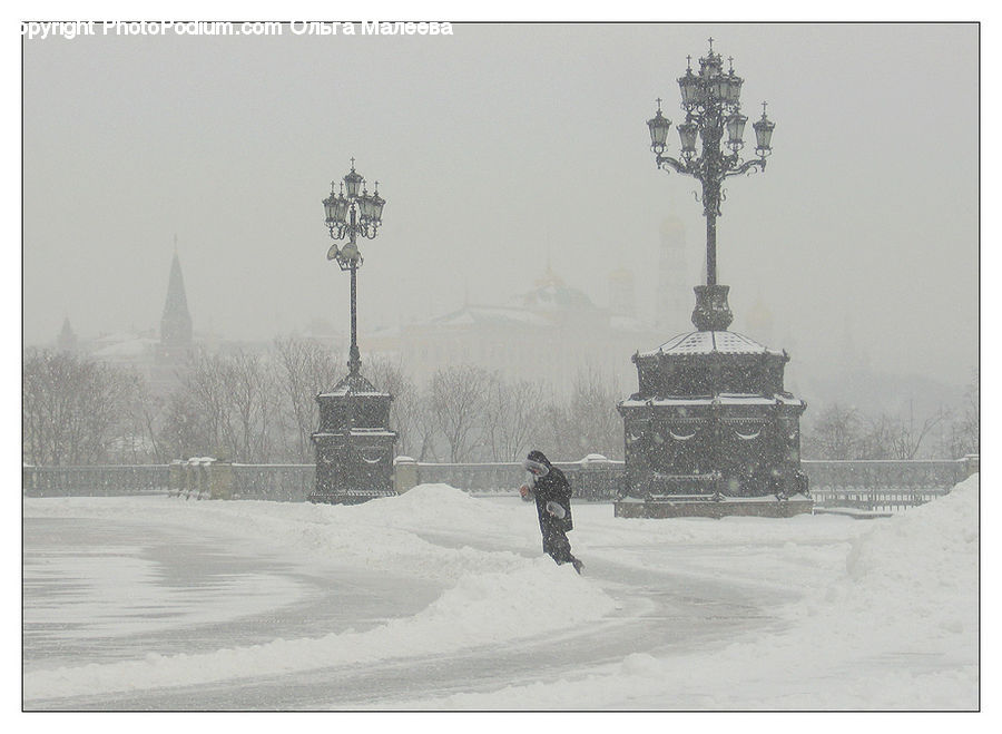 Blizzard, Outdoors, Snow, Weather, Winter, Lamp, Lampshade
