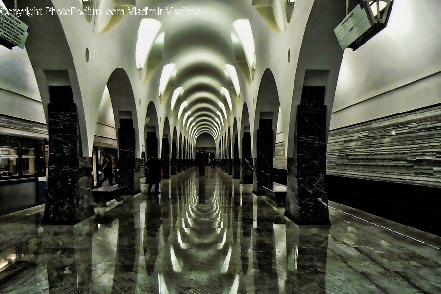 Train, Vehicle, Arch, Crypt, Aisle