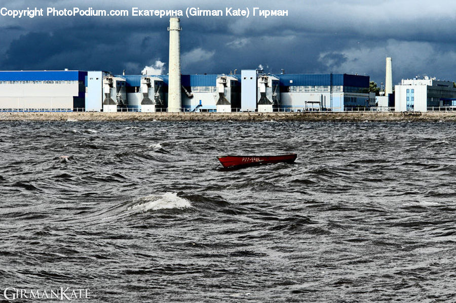 Factory, Boat, Rowboat, Vessel, Power Plant, Beacon, Building