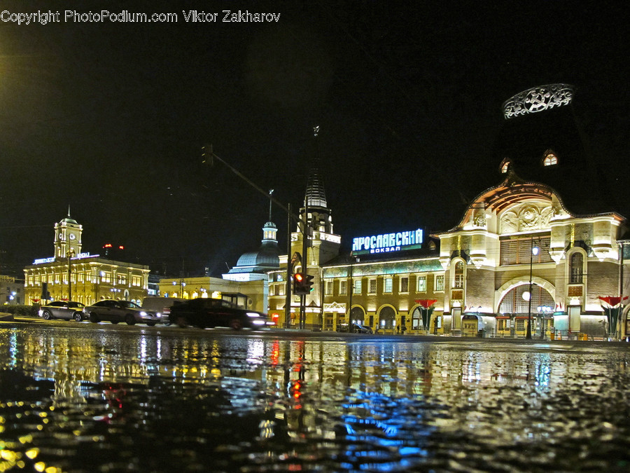 Night, Outdoors, Architecture, Downtown, Plaza
