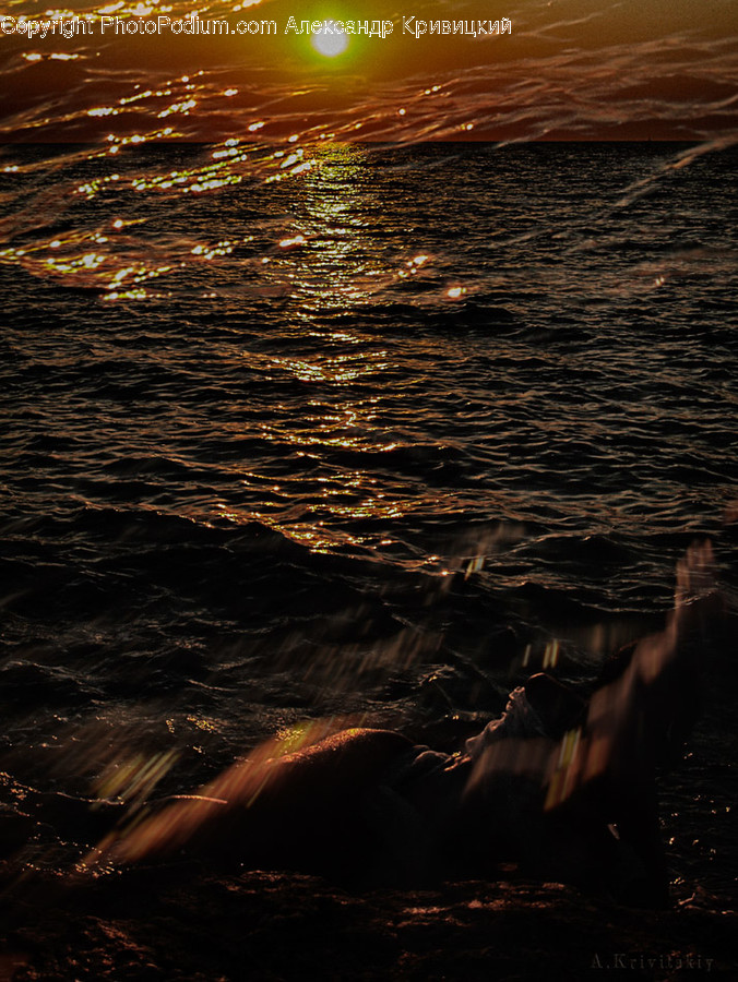 Outdoors, Sea, Water, Night, Dawn