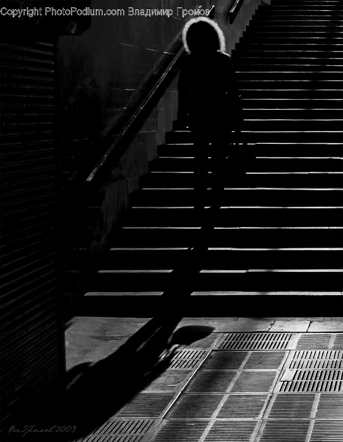 People, Person, Human, Silhouette, Banister