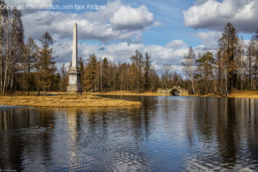 Column, Monument, Obelisk, Lake, Outdoors