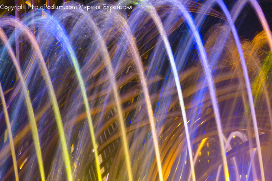 Fireworks, Night, Glass, Fountain, Water