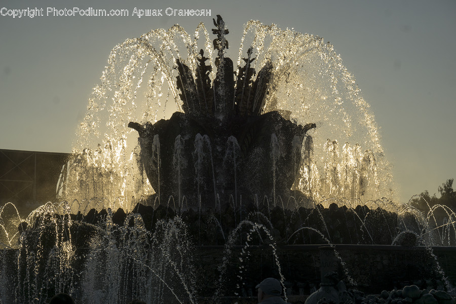 Fountain, Water, Arch, Lighting, Blossom