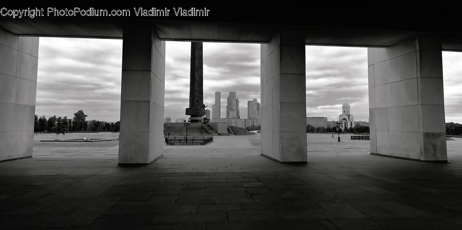 Column, Pillar, Corridor, Building, Housing