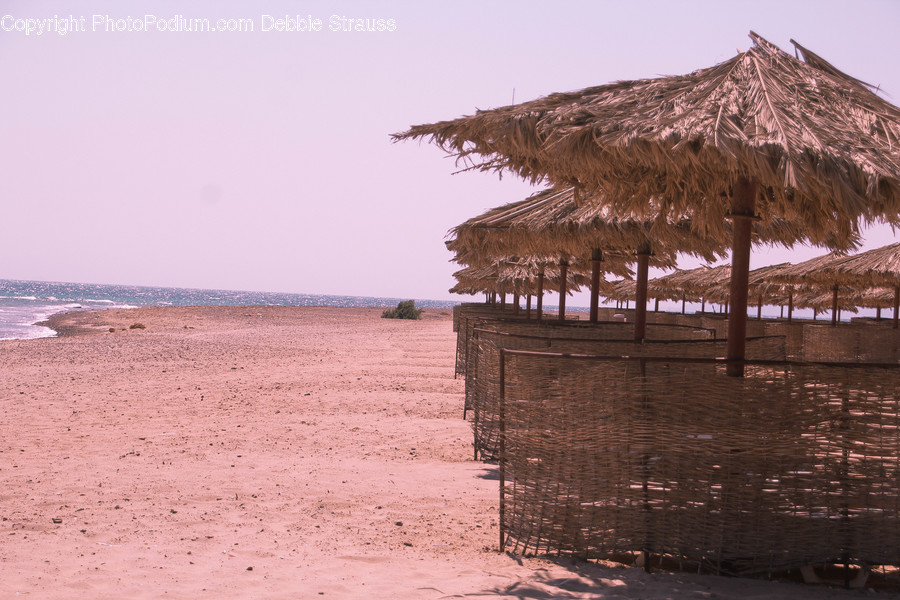 Building, Hut, Shelter, Beach, Coast