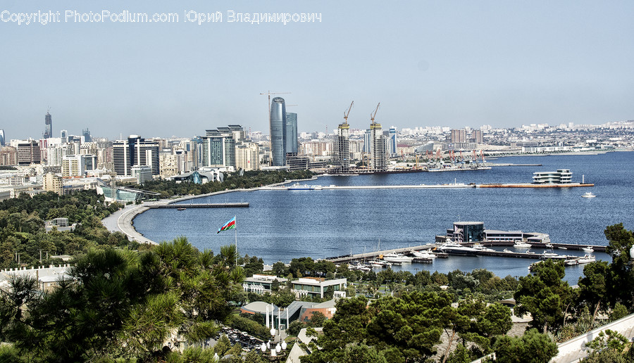 City, Downtown, Waterfront, Building, High Rise