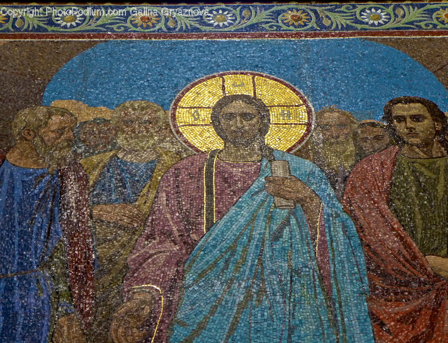 Art, Mosaic, Tile, Head, Rock