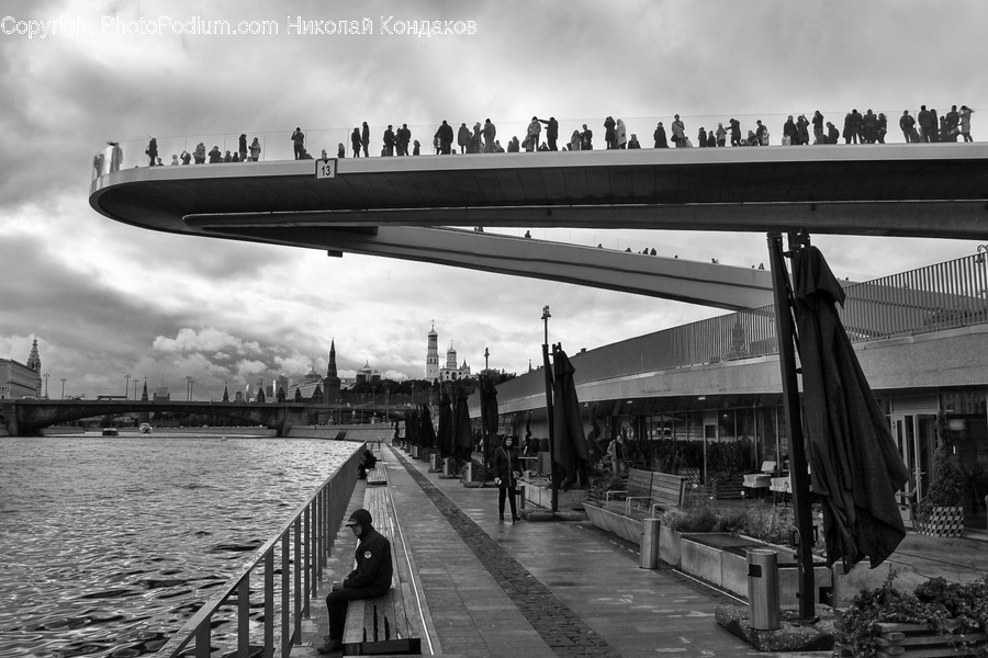 Dock, Pier, Bench, Bridge, Building