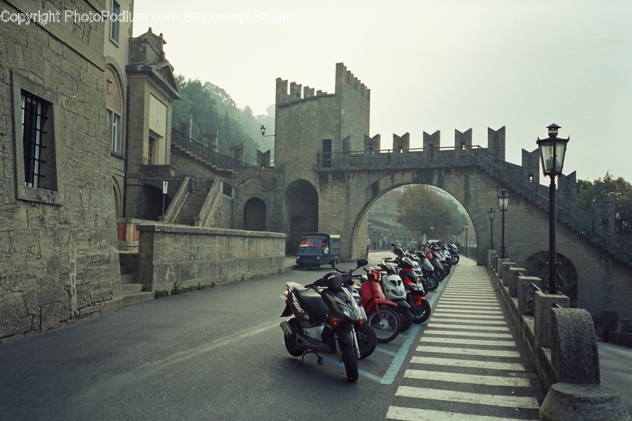 Motorcycle, Transportation, Vehicle, Scooter, Dock
