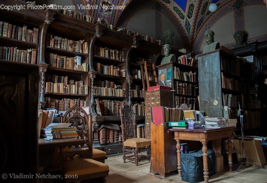Indoors, Interior Design, Library, Room, Plywood