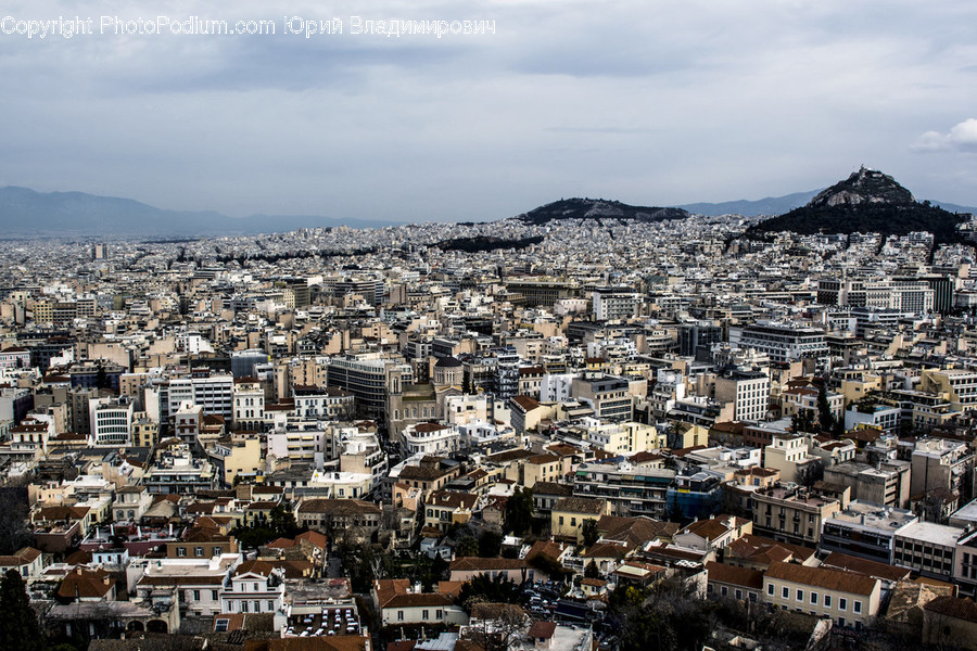 Aerial View, City, Downtown, Neighborhood, Town
