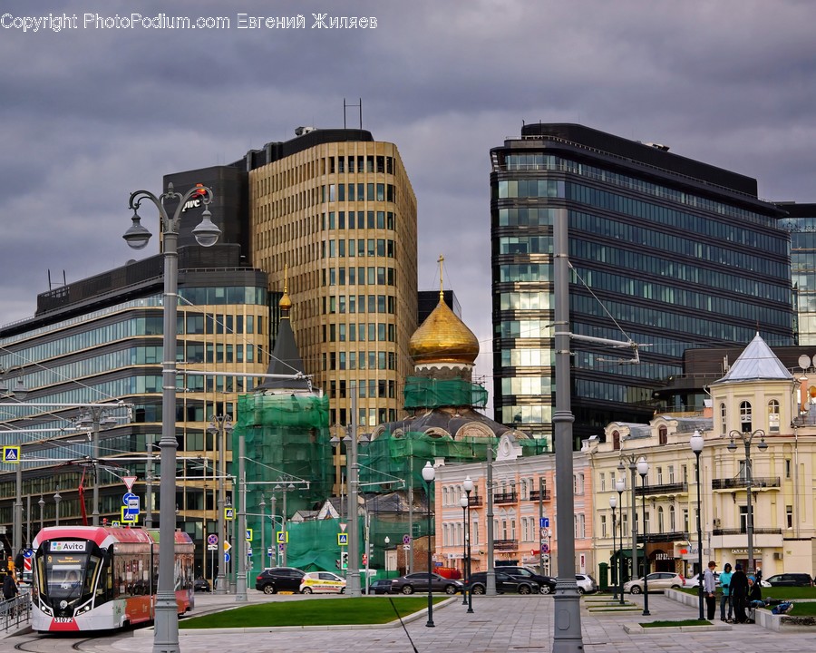 Bus, Vehicle, City, Downtown, Metropolis