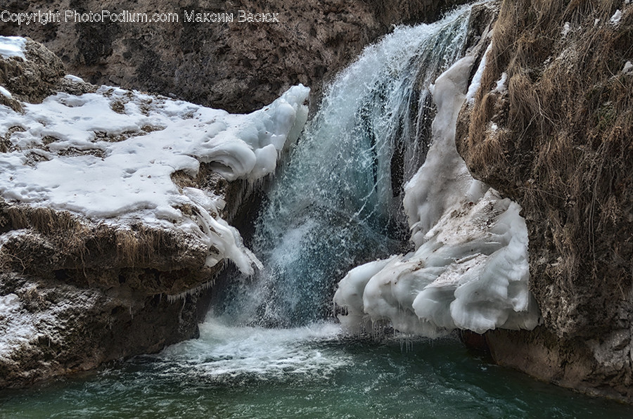 Ice, Outdoors, Creek, Stream, Water