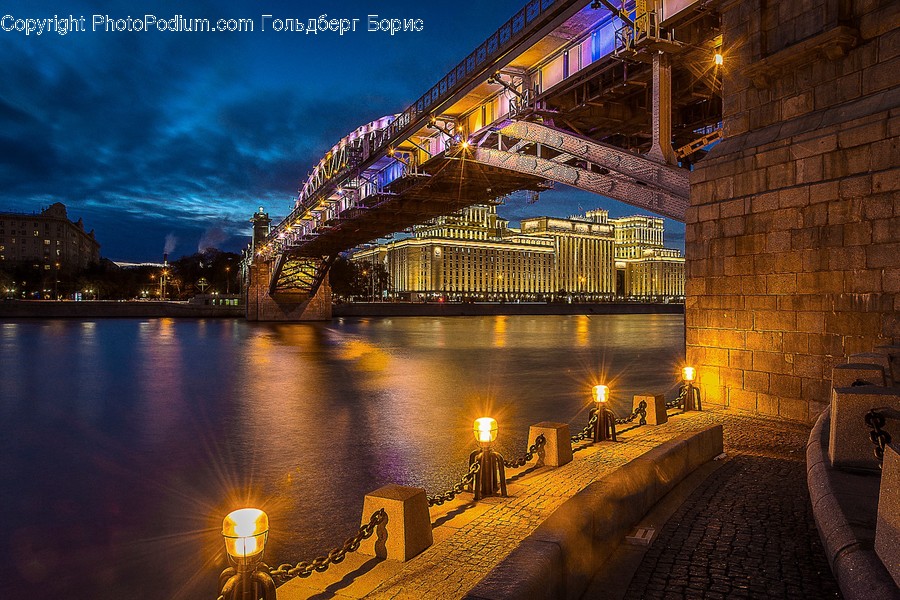 Bridge, Building, City, Downtown, Town