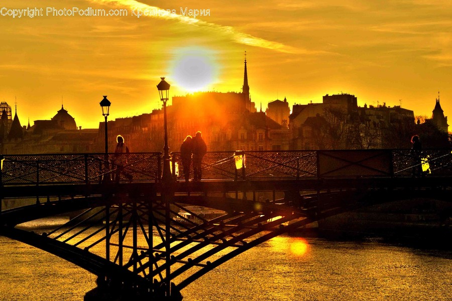 Bridge, Building, Dawn, Dusk, Nature
