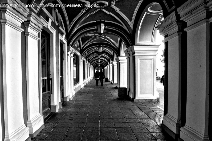 Architecture, Building, Column, Pillar, Corridor