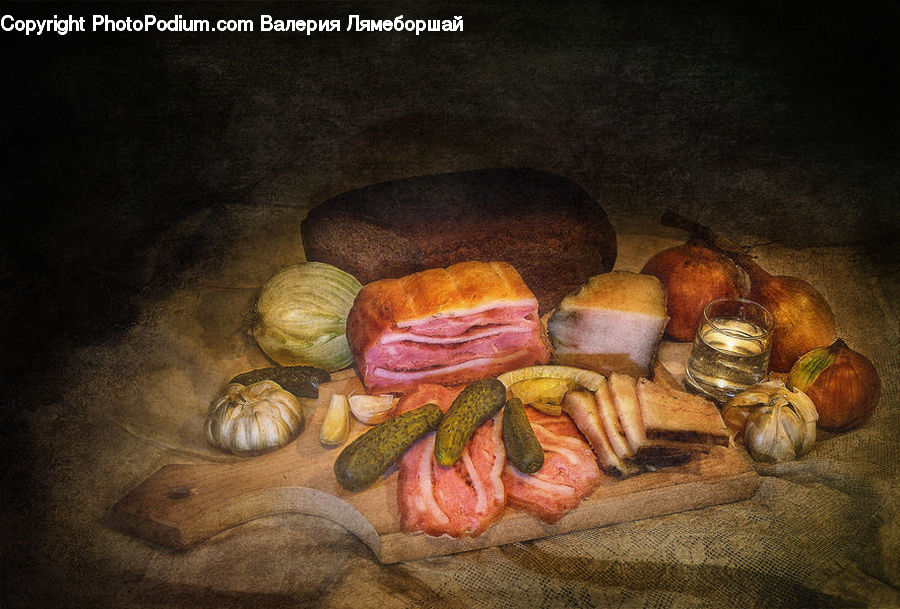 Art, Painting, Still Life, Food, Sandwich, Bbq, Bread