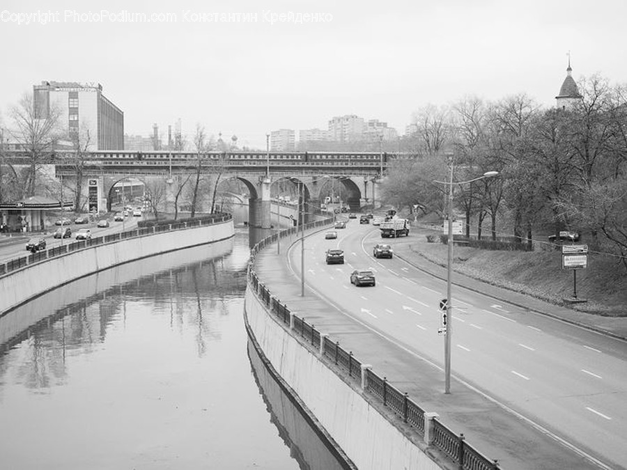 Bridge, Building, Canal, Outdoors, Water
