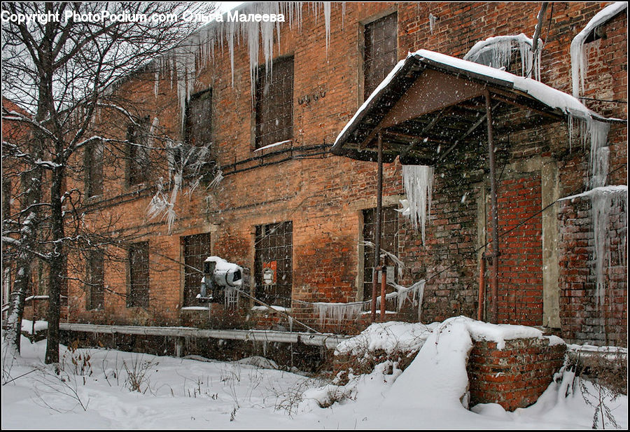 Blizzard, Outdoors, Snow, Weather, Winter, Ice, Brick