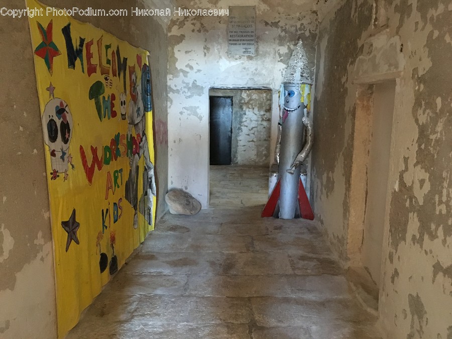 Corridor, Wall, Paper, Building, Bunker