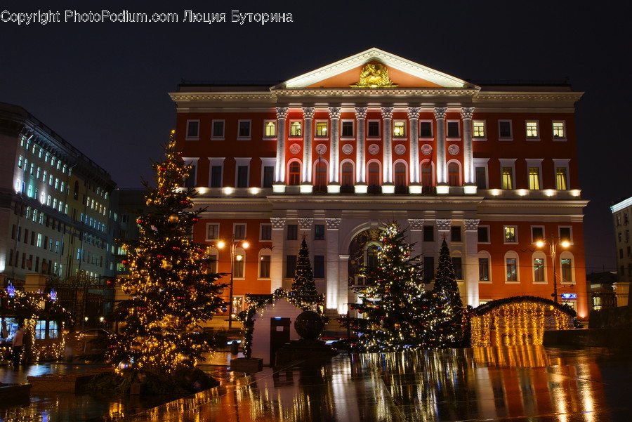 Night, Outdoors, Building, City, Town