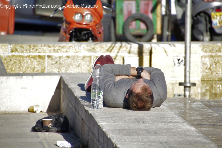Motorcycle, Transportation, Vehicle, Asleep, Moped