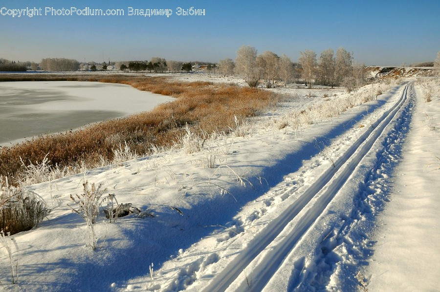 Ditch, Outdoors, Snow, Boardwalk, Bridge