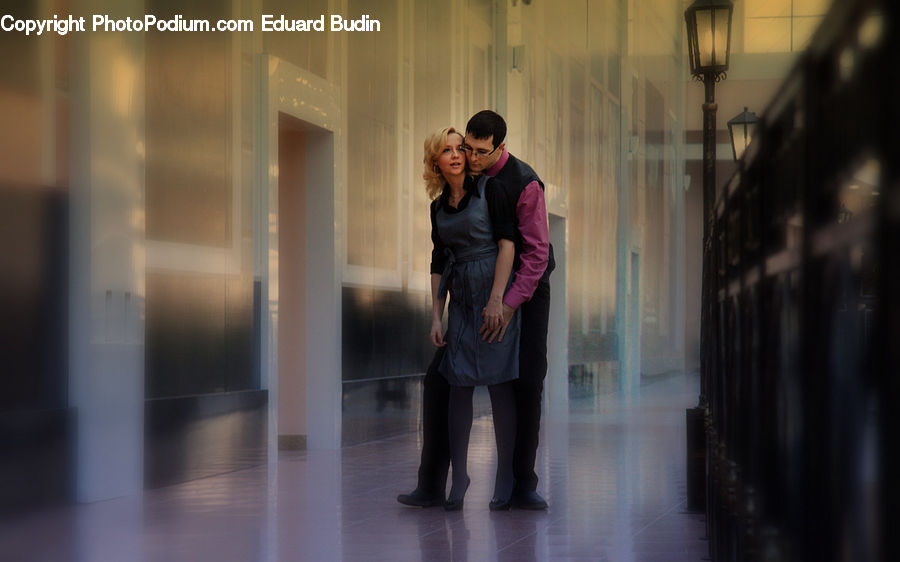 Human, People, Person, Lamp Post, Pole, Corridor, Night