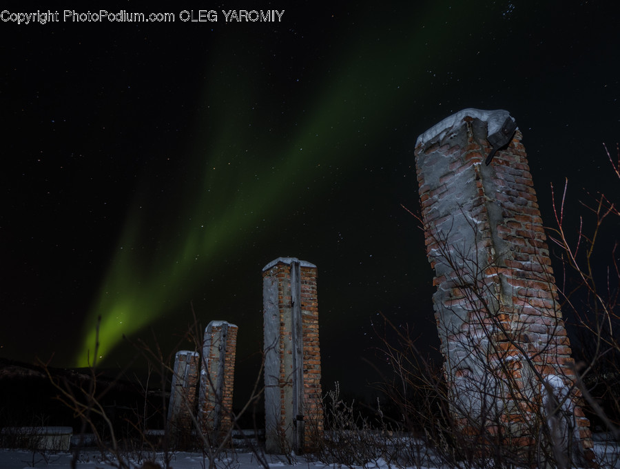 Aurora, Nature, Night, Outdoors, Brick