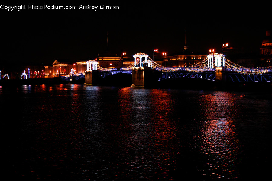 Night, Outdoors, Bridge, Building, Lighting