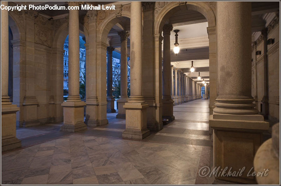 Column, Pillar, Floor, Flooring, Corridor, Banister, Handrail