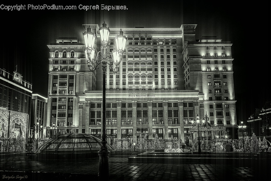 Chandelier, Lamp, Urban, Night, Outdoors
