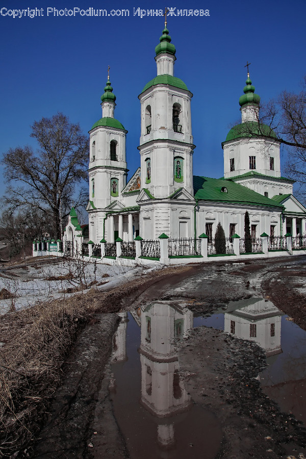 Puddle, Architecture, Building, Church, Worship